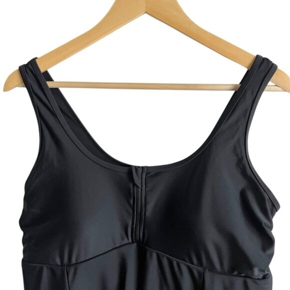 Torrid Zip Front Swim Dress Black Size 1 w/ Shorts UPF 50+ - Picture 3 of 12